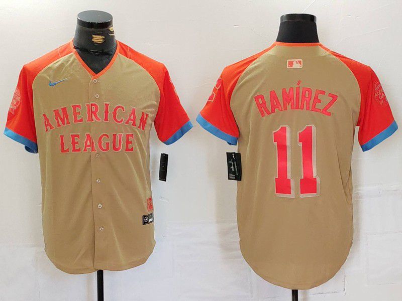 Men Cleveland Indians #11 Ramirez Orange All star 2024 Nike MLB Jersey style 1->cleveland indians->MLB Jersey